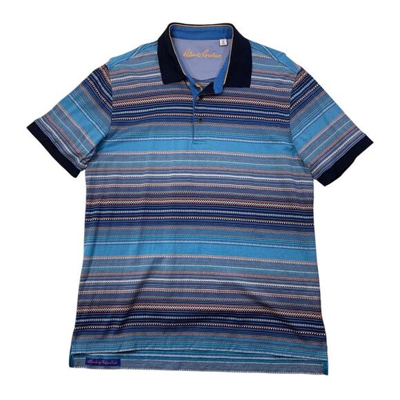 Robert Graham Polo Shirt Mens M Medium Multi Striped Cotton Short Sleeve Golf - Picture 1 of 10